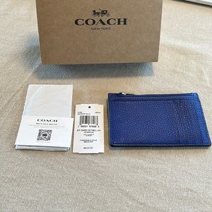 *** Best & Final *** 2 Day Sale *** Men Coach Sport Blue Card Holder with Zipper